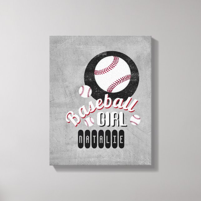 Lienzo cita deportiva de chica de béisbol añada tu nombre (Anverso)