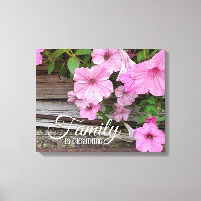 Lienzo Cita familiar de Petunias Rosadas (Anverso)