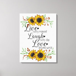 Lienzo Cita inspiradora con girasoles