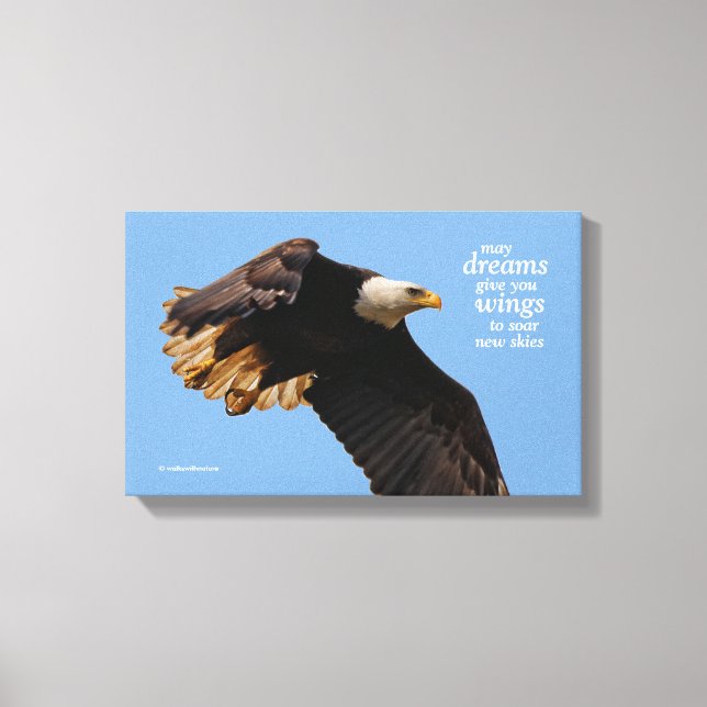Lienzo Cita inspiradora de águila calva en vuelo (Anverso)
