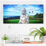 Lienzo Cita Inspiradora de foto de la costa de Buda en Ha<br><div class="desc">"Ve a donde te sientas más vivo". Cada vez que visito la Isla Grande, necesito ir a este Buda. Algo sobre la belleza del océano, la cara pacífica y la soledad de su ubicación me hace sentir tranquilo, sereno y feliz. Espero que tú también. Puedes personalizar fácilmente este arte mural...</div>
