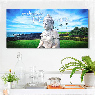 Lienzo Cita inspiradora de la foto costera del Buda de Ha
