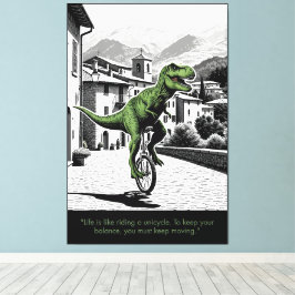 Lienzo Cita Motivacional Divertida con Tema T Rex