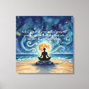 Lienzo Citas de Yoga Meditación Cielo Nocturno Estrellado