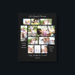 Lienzo Citas fascinantes de 11 Collages de fotos negro<br><div class="desc">Citas fascinantes con 11 nombres de Collages de fotos y negro de año. Muestra tus momentos favoritos de tu familia con este diseño de once collage de fotos. Este exclusivo regalo totalmente personalizable para usted o los miembros de su familia incluye sus 11 fotos preciadas favoritas. Se incorporan tres citas...</div>