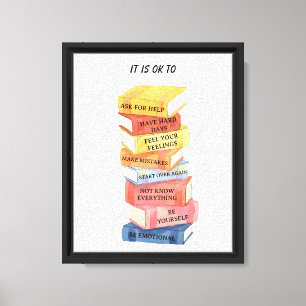 Lienzo Citas motivacionales Libros de color de agua Poste