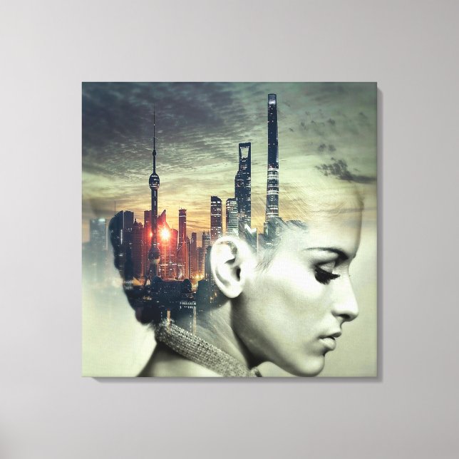 Lienzo Cityscape Woman (Anverso)