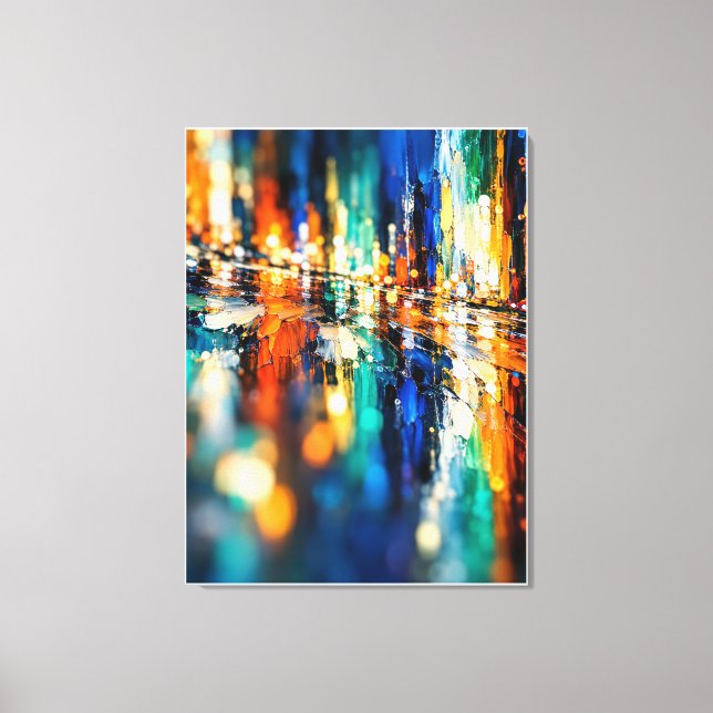 Lienzo Ciudad abstracta de noche (Anverso)