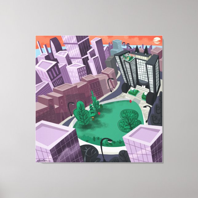 Lienzo Ciudad al atardecer (Anverso)