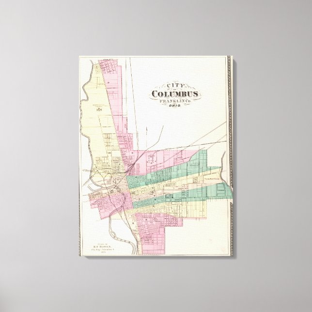 Lienzo Ciudad de Columbus, Condado de Franklin, Ohio (Anverso)