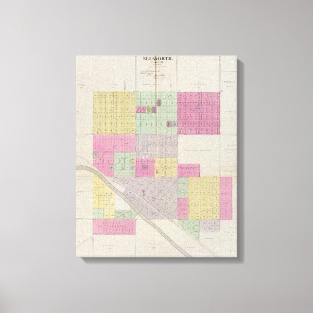 Lienzo Ciudad de Ellsworth, condado de Ellsworth, Kansas (Anverso)