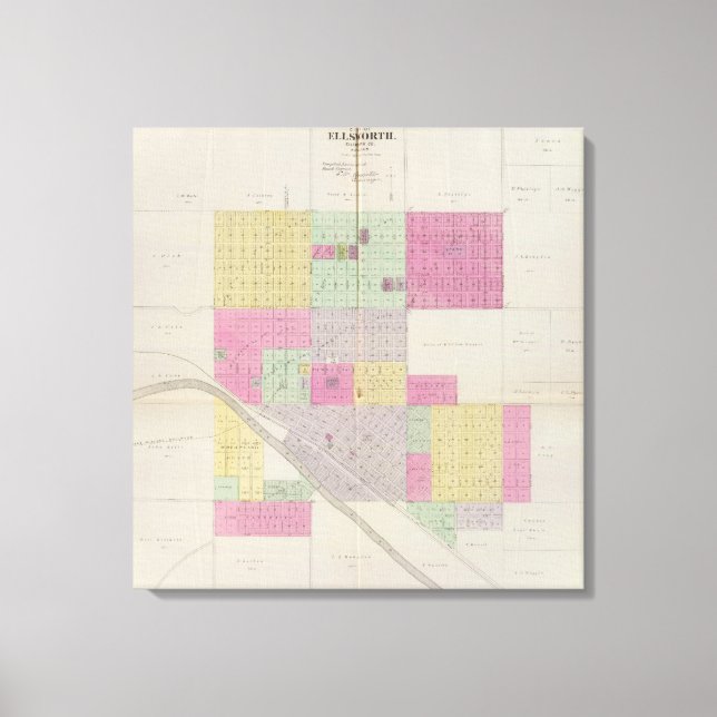 Lienzo Ciudad de Ellsworth, condado de Ellsworth, Kansas (Anverso)