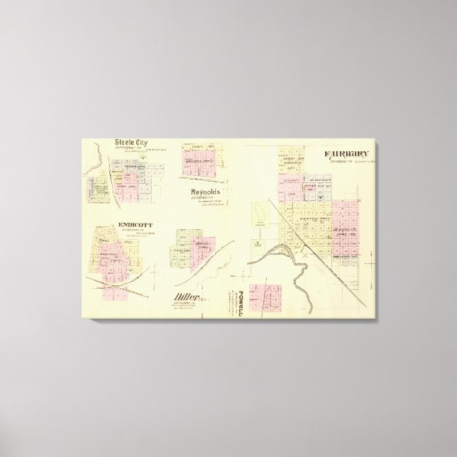 Lienzo Ciudad de Fairbury y Steele, Nebraska (Anverso)