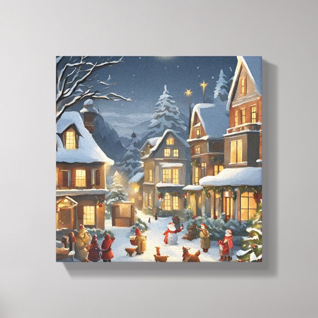 Lienzo Ciudad de los Navidades Snowy (Anverso)