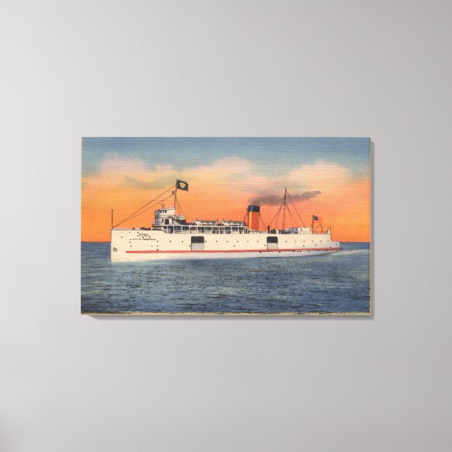 Lienzo Ciudad de Mackinaw, MI - Vista de la ciudad de Che (Anverso)