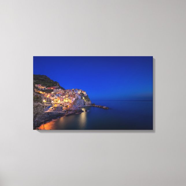 Lienzo Ciudad de Manarola en Cinque Terre por la noche (Anverso)