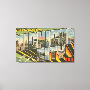 Lienzo Ciudad de Michigan, Indiana - escenas grandes de