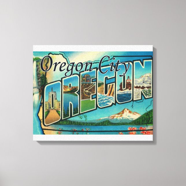 Lienzo Ciudad de Oregón, OregonLetra Large Letter Scenes  (Anverso)
