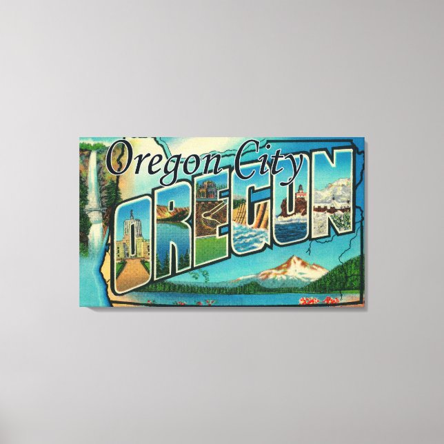 Lienzo Ciudad de Oregón, OregonLetra Large Letter Scenes  (Anverso)