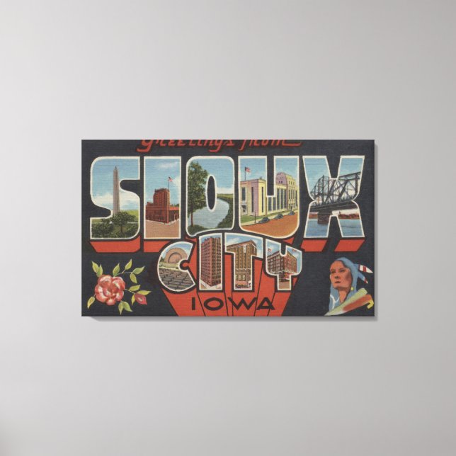 Lienzo Ciudad de Sioux, Iowa - Escenas de letras grandes (Anverso)