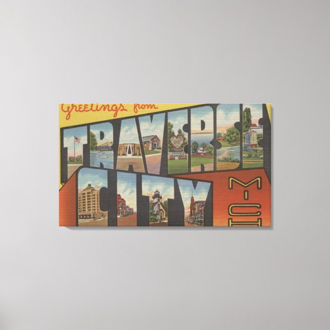 Lienzo Ciudad de Traverse, Michigan - Escenas de letras g (Anverso)