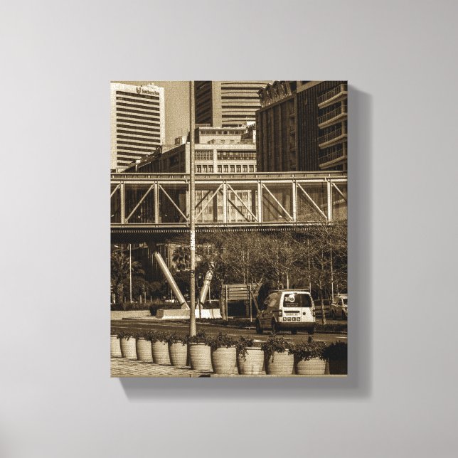 Lienzo Ciudad del Cabo Monocromo Cityscape Street Lifesty (Anverso)