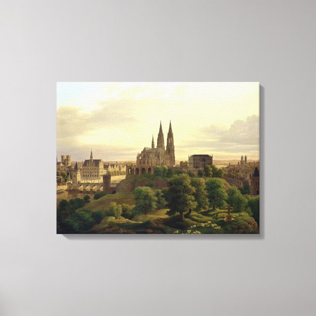 Lienzo Ciudad medieval en 1830, 1830 (Anverso)