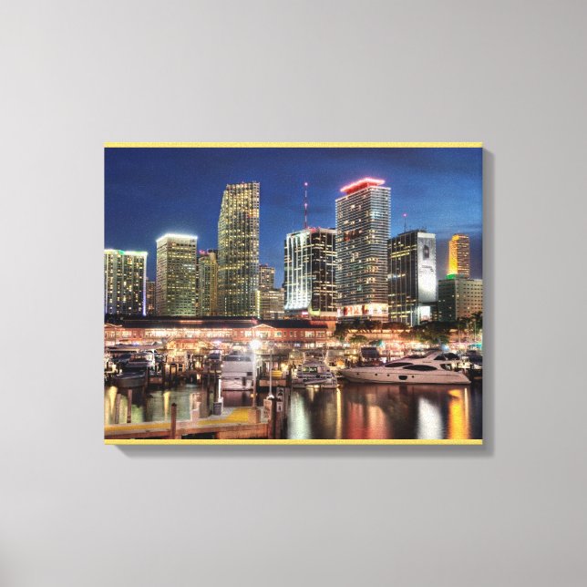 Lienzo Ciudad skyline de Miami en Florida (Anverso)