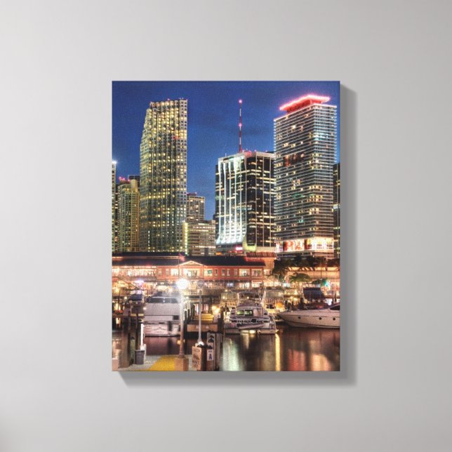 Lienzo Ciudad skyline de Miami en Florida (Anverso)