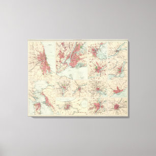 Lienzo Ciudades estadounidenses de escala uniforme