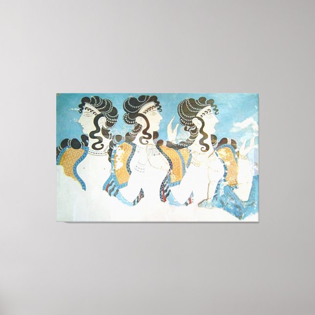 Lienzo Civilización Minoide / 3 Mujeres / Edad de Bronce  (Anverso)