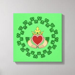 Lienzo Claddagh y entrelazado verde