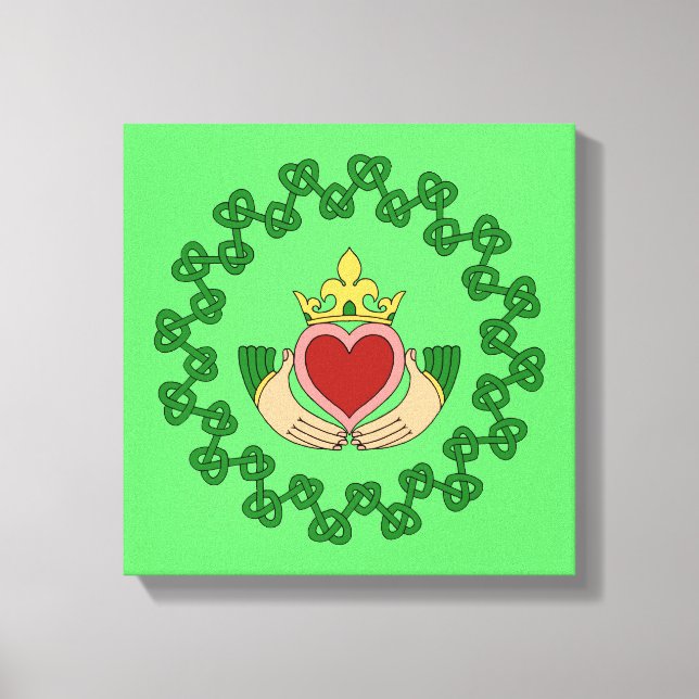 Lienzo Claddagh y entrelazado verde (Anverso)