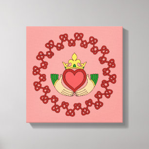 Lienzo Claddagh y Nudoso Rojo sobre Rosa