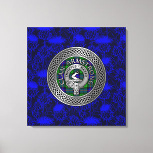 Lienzo Clan Armstrong Escudo y Tartan Knot en Thistle