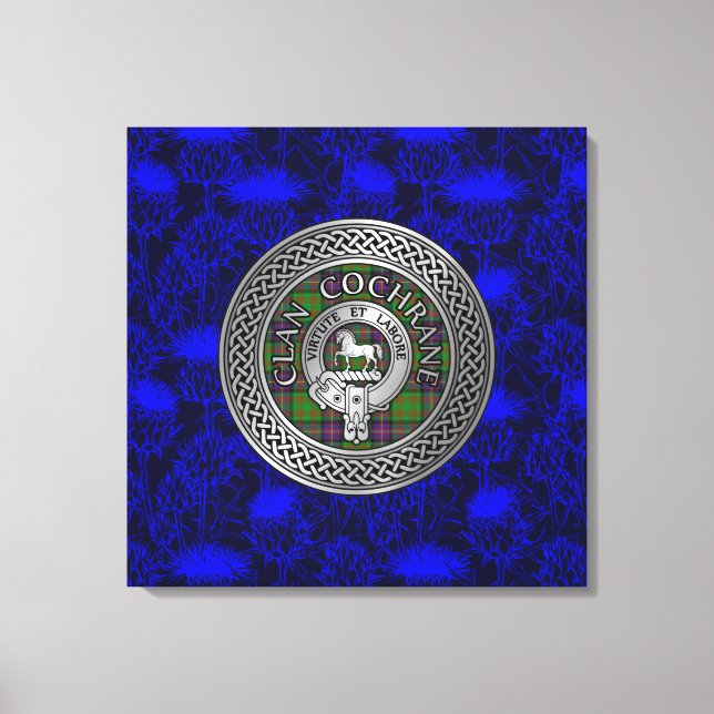 Lienzo Clan Cochrane Escudo y Tartan Knot (Anverso)