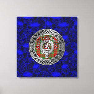 Lienzo Clan Cumming Escudo y Tartan Knot on Thistle