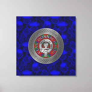 Lienzo Clan Donnachaidh Escudo y Tartan Knot en Thistle
