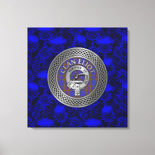 Lienzo Clan ELioT Escudo y Tartan Knot on Thistle