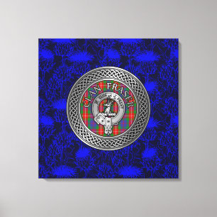 Lienzo Clan Fraser Escudo y Tartan Knot on Thistle