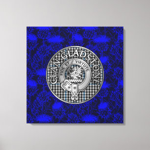 Lienzo Clan Gladstone Escudo y Tartán en el cardo