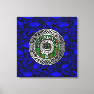 Lienzo Clan Kinnear Escudo y Tartan Knot on Thistle