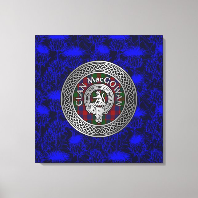 Lienzo Clan MacGowan Escudo y Tartan Knot on Thistle (Anverso)