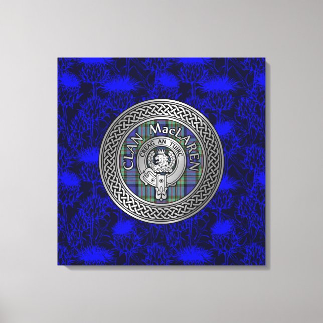 Lienzo Clan MacLaren Escudo y Tartan Knot on Thistle (Anverso)