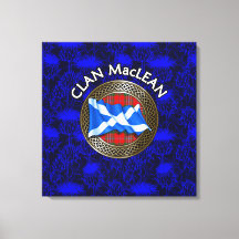 Clan MacLean Escudo & Tartan Knot on Thistle
