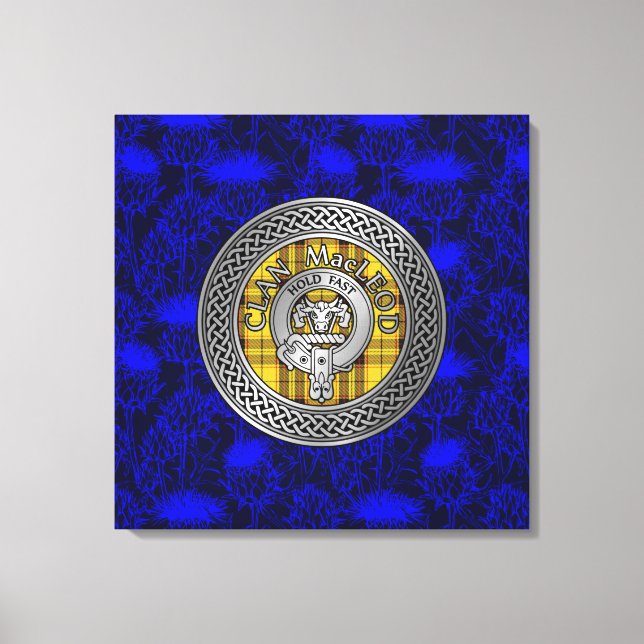 Lienzo Clan MacLeod Escudo y Tartan Knot on Thistle (Anverso)