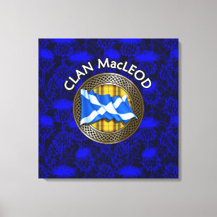 Lienzo Clan MacLeod Escudo y Tartan Knot on Thistle