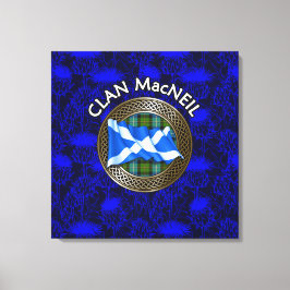 Lienzo Clan MacNeil Escudo y Tartan Knot on Thistle