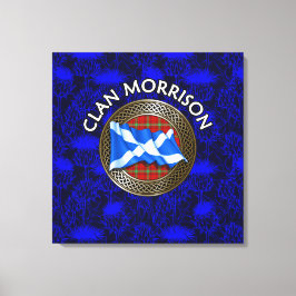 Lienzo Clan Morrison Escudo y Tartan Knot on Thistle