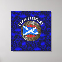 Clan Stewart Escudo y Tartan Knot on Thistle